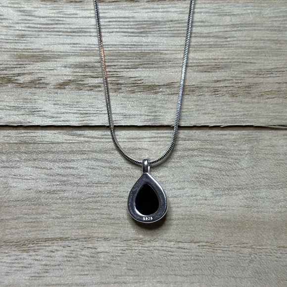 Black agate 925 sterling Silver Pendant Necklace - Picture 2 of 5